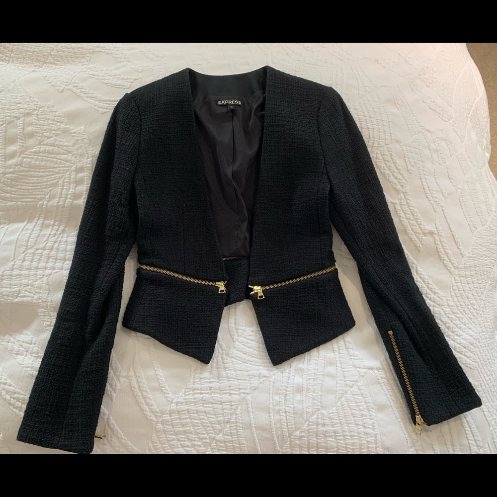 Express blazer with gold zippers